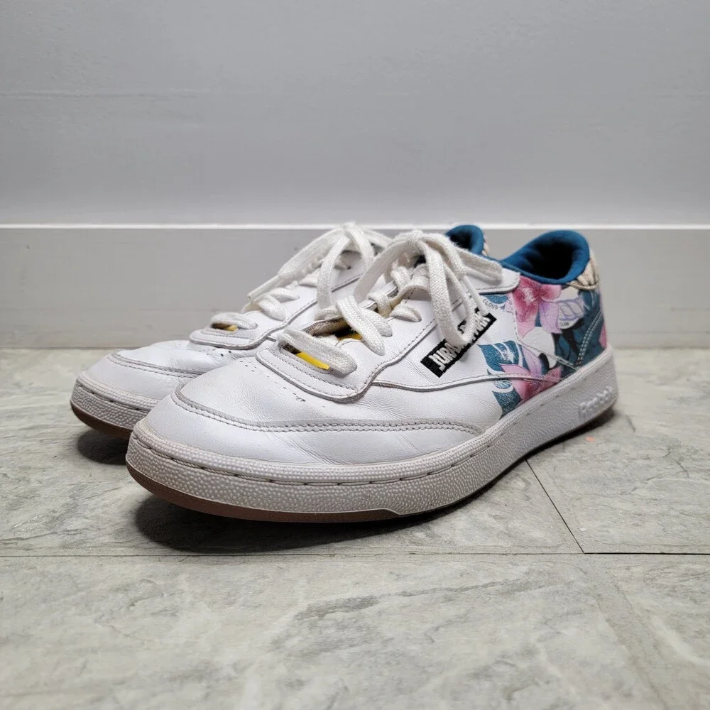 Jurassic Park x Reebok Club C 85 'Dennis Nedry' White Floral Sneakers GW0213